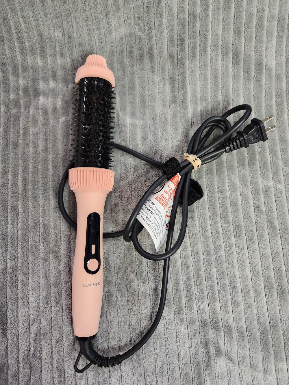 Dorisilk heated thermal round hair styling brush black pink bristle barrel